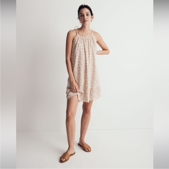 Madewell Crinkle Tie-Strap Ruffle-Hem Cover-Up Dress in Florentine Floral NF583 - Picture 1 of 8